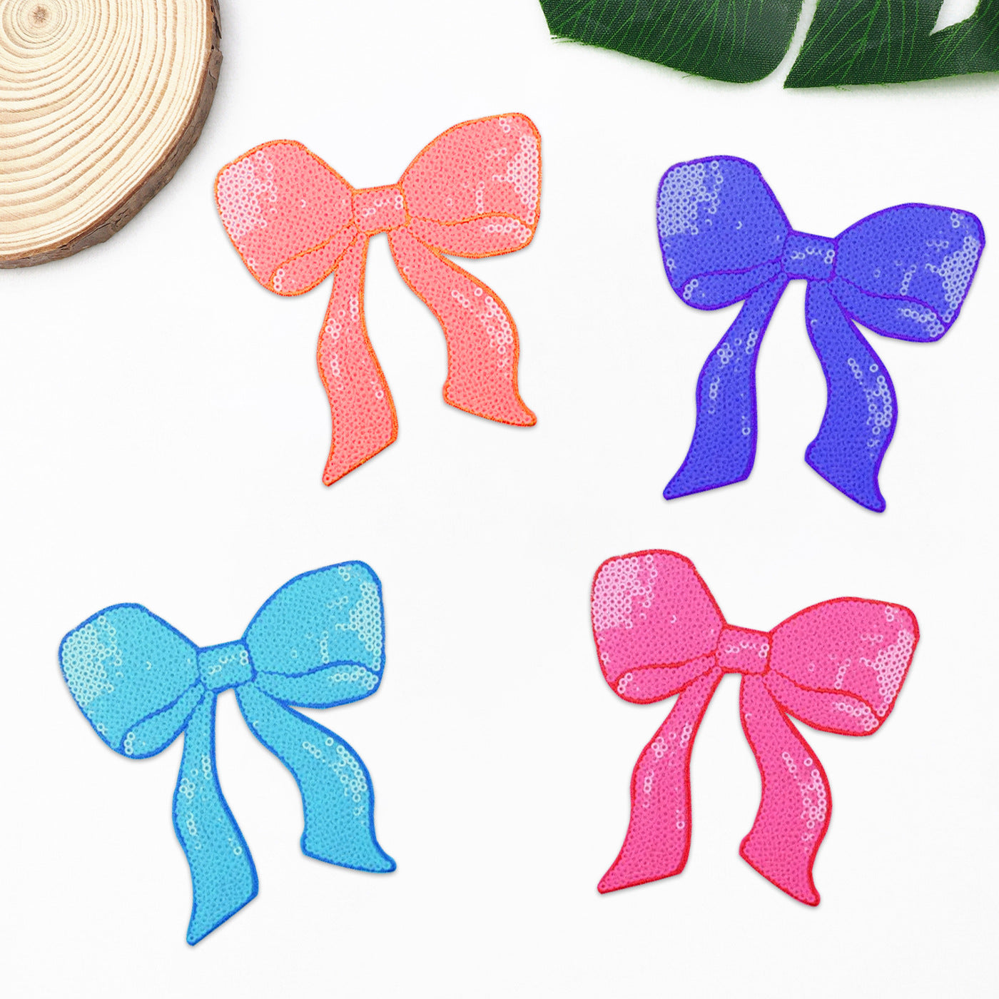 Bow Iron On Sequin Patches