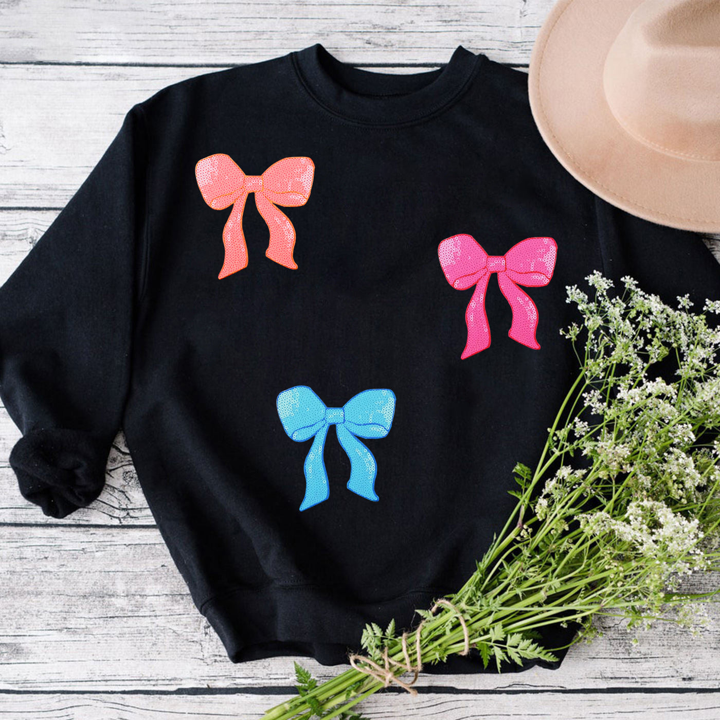 Bow Iron On Sequin Patches