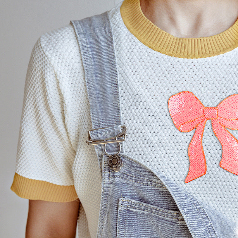 Bow Iron On Sequin Patches
