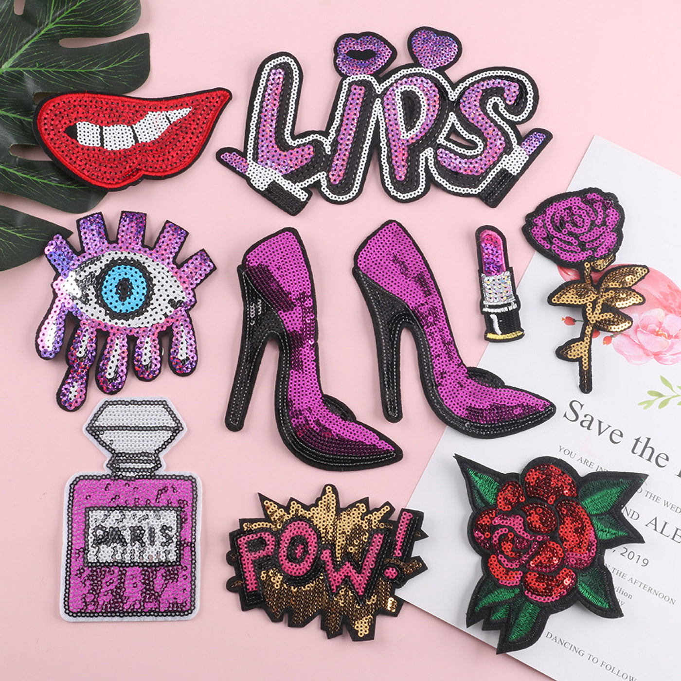 Girly Iron On Sparkle Sequin Patch