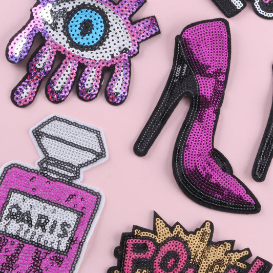 Girly Iron On Sparkle Sequin Patch