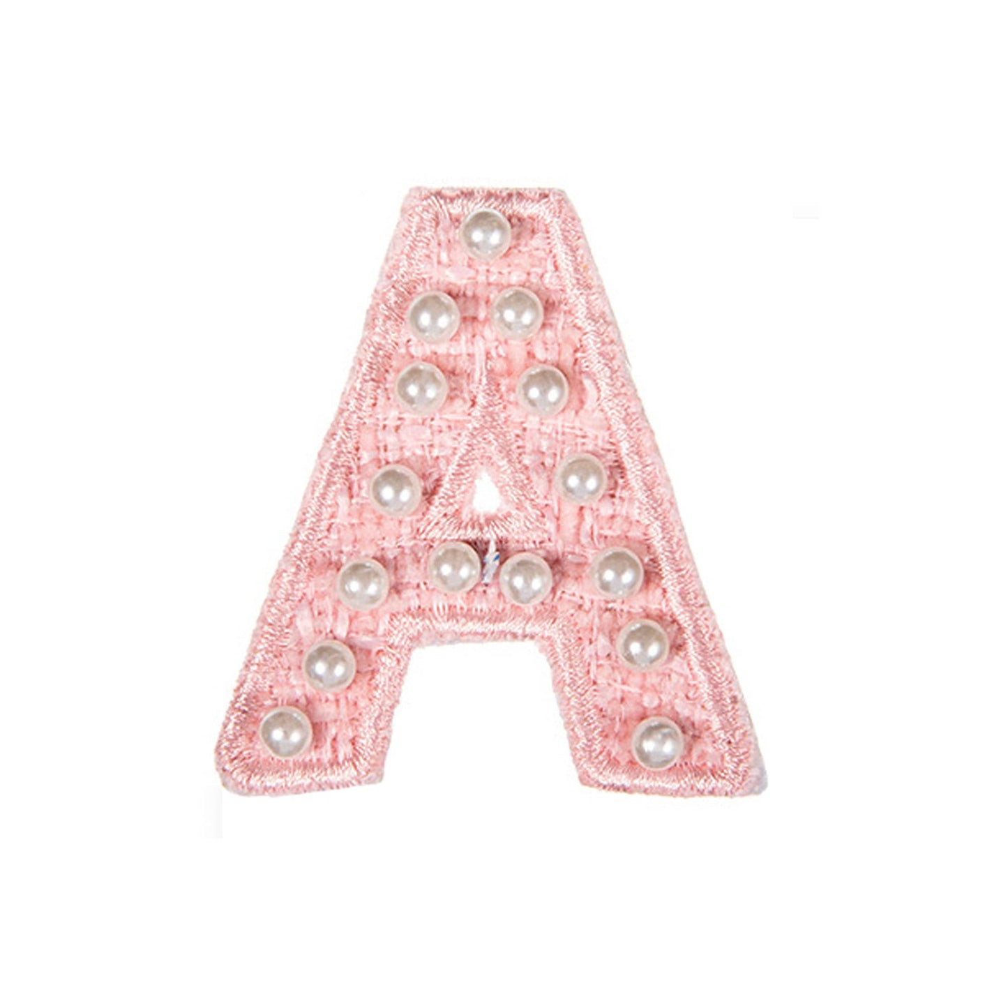 Embroidered Canvas Sticker Letter Patch with Ivory Pearl