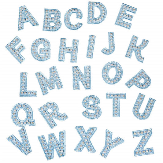 Embroidered Canvas Sticker Letter Patch with Ivory Pearl