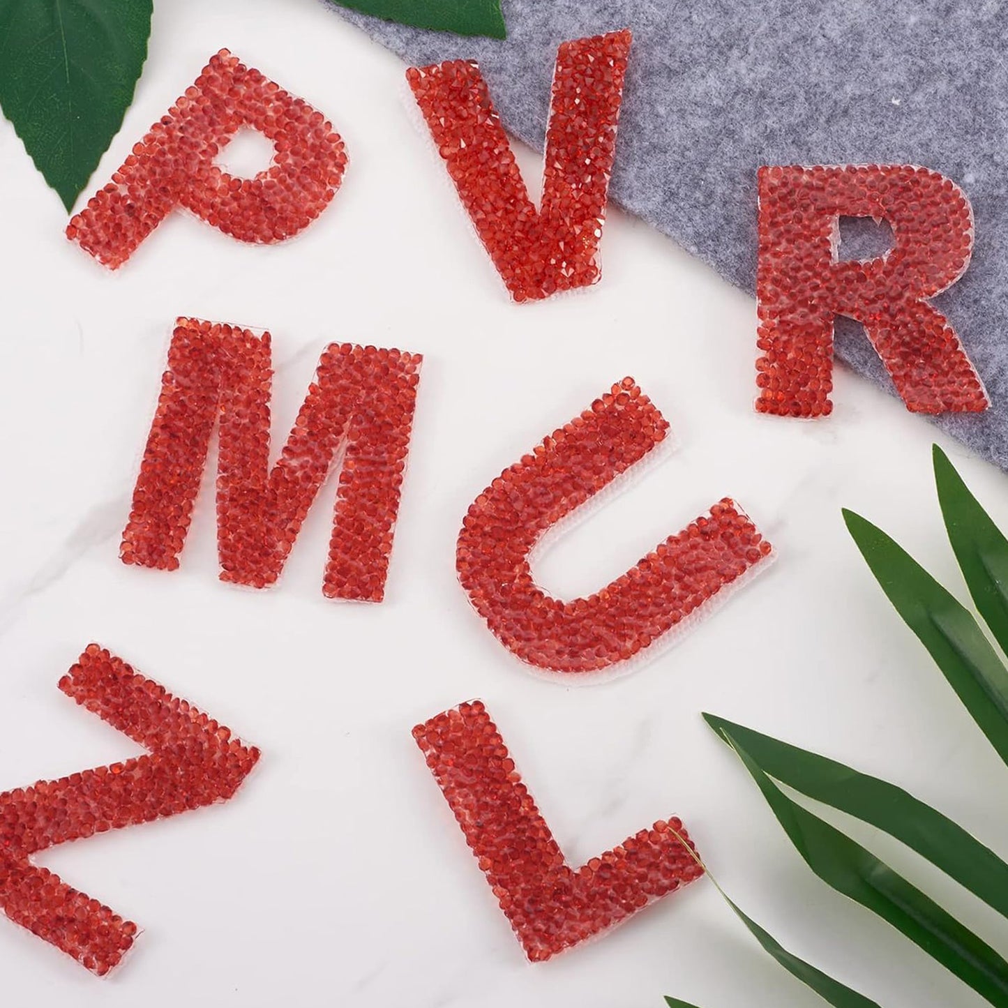 Rhinestone Iron On Glitter Resin Letter Patches