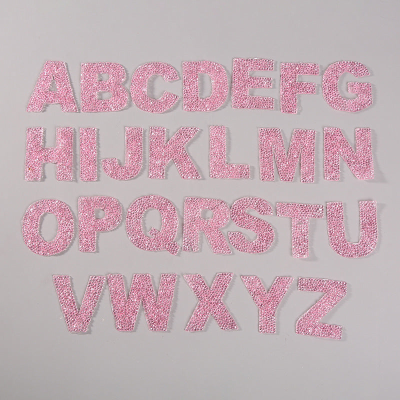 Rhinestone Iron On Glitter Resin Letter Patches