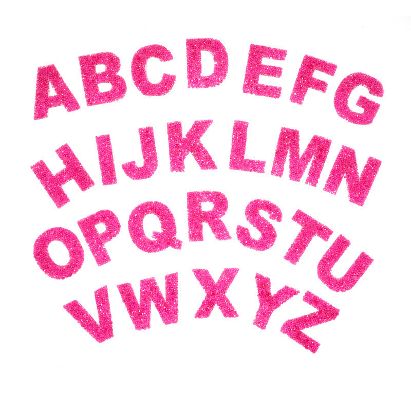 Rhinestone Iron On Glitter Resin Letter Patches