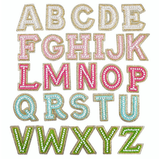 Embroidered Canvas With Ivory Pearls, Gold Glitter and Beads