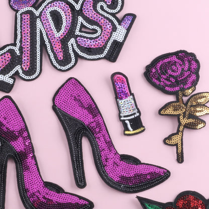 Girly Iron On Sparkle Sequin Patch