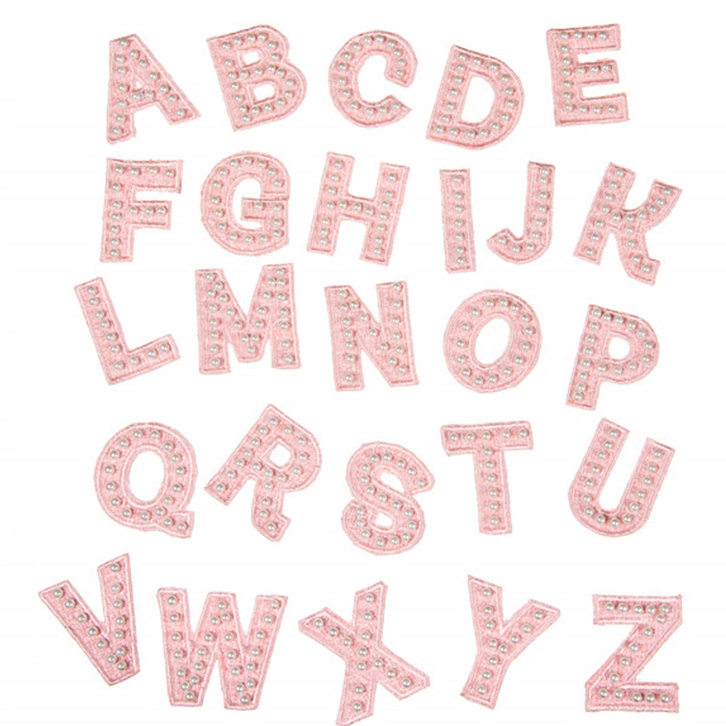 Embroidered Canvas Sticker Letter Patch with Ivory Pearl