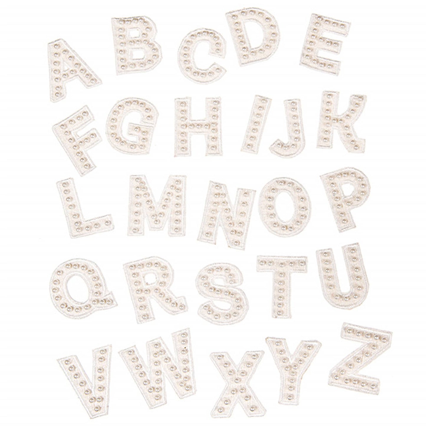 Embroidered Canvas Sticker Letter Patch with Ivory Pearl