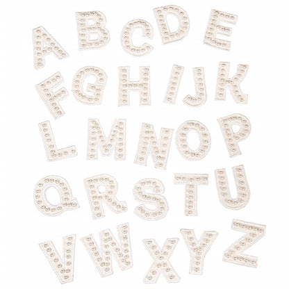 Embroidered Canvas Sticker Letter Patch with Ivory Pearl