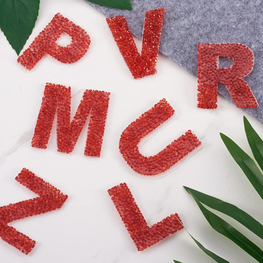 Rhinestone Iron On Glitter Resin Letter Patches