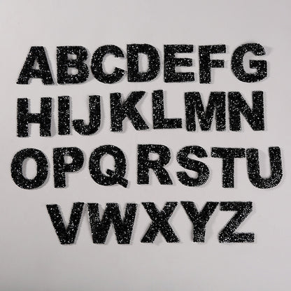 Rhinestone Iron On Glitter Resin Letter Patches