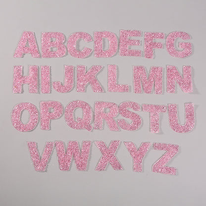 Rhinestone Iron On Glitter Resin Letter Patches