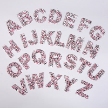 Rhinestone Iron On Glitter Resin Letter Patches
