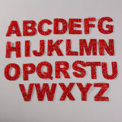Rhinestone Iron On Glitter Resin Letter Patches