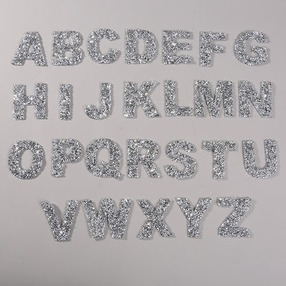 Rhinestone Iron On Glitter Resin Letter Patches